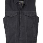 M Boss Motorcycle Apparel BOS13004 Men’s Black Denim Motorcycle Side Lace Vest with Shirt Style Collar
