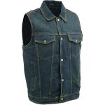 M-Boss Motorcycle Apparel BOS13006 Men’s Classic Blue Denim Biker Vest