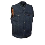 M Boss Motorcycle Apparel Apparel BOS13520 Men’s Blue Denim Snap Front Club Style Motorcycle Rider Vest
