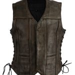 M Boss Motorcycle Apparel BOS24500 Women’s Distressed Brown Leather 6 Pocket Motorcycle Biker Rider Vest