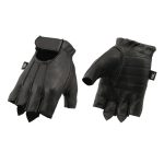 M Boss Motorcycle Apparel BOS37563 Men’s Black Welted Gel Palm Leather Fingerless Gloves