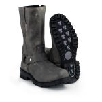 M-Boss Apparel BOS49001 Men’s Classic 12-inch Distress Grey Harness Leather Motorcycle Boots