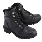 M Boss Motorcycle Apparel BOS49302 Ladies 6 Inch Black Accelerator Leather Motorcycle Boots