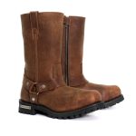 Hot Leathers BTM1001 Men’s Rust Brown 11-inch Harness Motorcycle Leather Boots