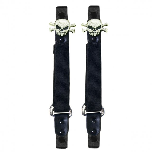bua2016-a01.jpg Hot Leathers BUA2016 Skull N’ Bones Motorcycle Riding Pant Clips - Image 1