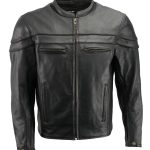 Men’s Premium Buffalo Black Leather Motorcycle Jacket with CE Armor Protection BZ1512
