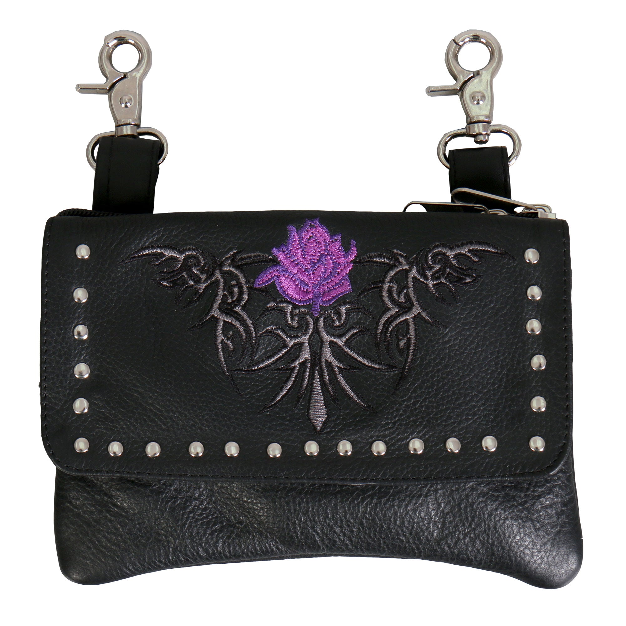 cpe2008-a01.jpg Hot Leathers CPE2008 Clip Pouch Purple Flower-8″x5″x1″ - Image 1