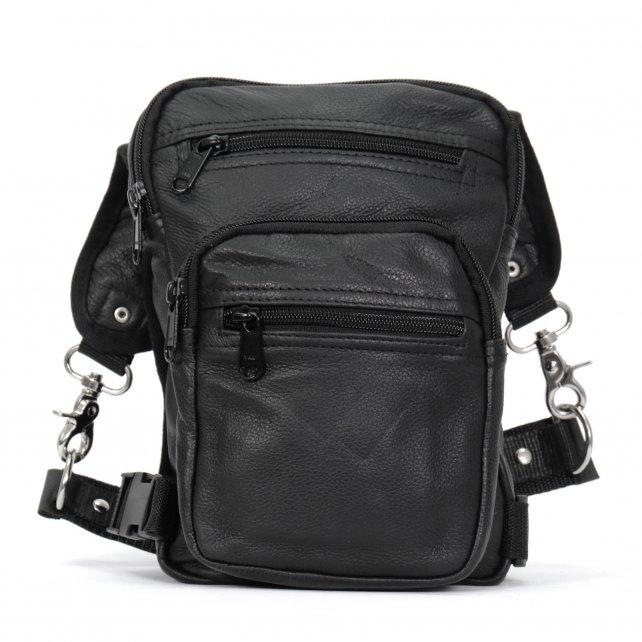 cpl1001-a01.jpg Hot Leathers CPL1001 Black Clip Pouch Leather Thigh Bag - Image 1