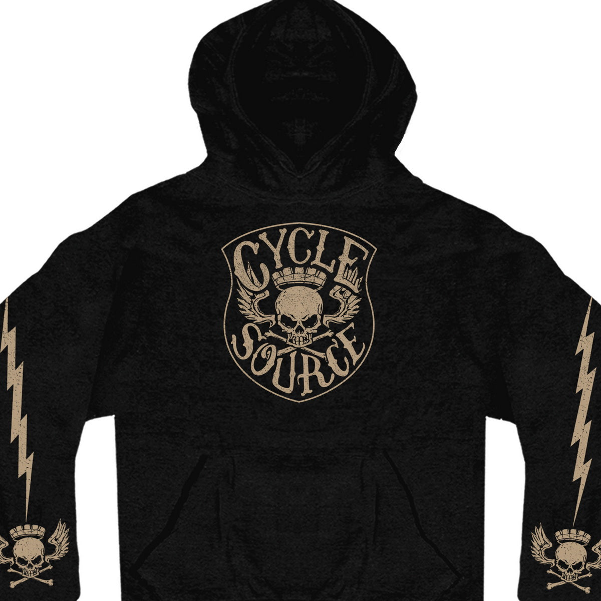 csm4011-a01.jpg Official Cycle Source Magazine CSM4011 Men’s Knucklehead Black Hoodie Sweatshirt - Image 1