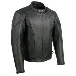 Event Leather EL5410 Men’s Black Side Lace Scooter Jacket with Vents – Motorcycle Riding Jackets