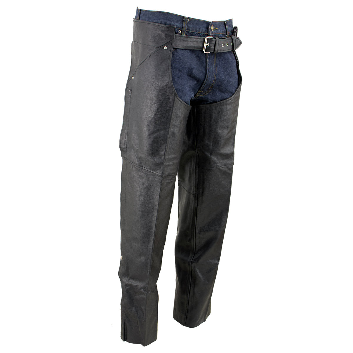 ell1153-main.jpg Genuine Leather EL1153 Unisex Black Classic Motorcycle Leather Chaps - Image 1