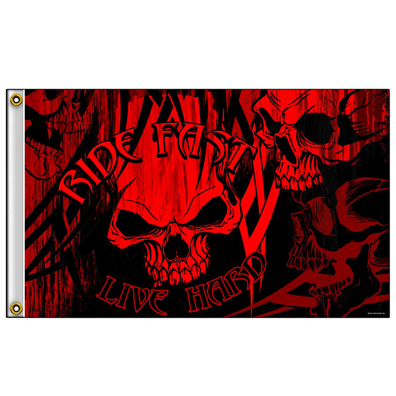 fga1082-a01.jpg Hot Leathers FGA1082 Over The Top Skulls Flag - Image 1