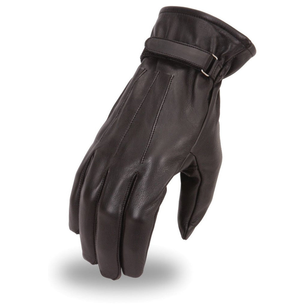 fi128gel-blk.jpg First Manufacturing FI128GL Men’s Motorcycle Leather Patrol Riding Gloves - Image 1