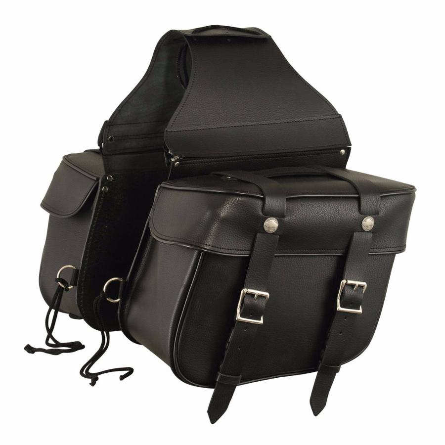 fibag8000.jpg First Manufacturing FIBAG8000 Black Leather Motorcycle Saddlebags - Image 1