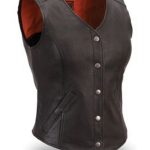 First Manufacturing FIL545CSL Women’s Black Extremely Stylish Long Length Cowhide Leather Motorcycle Vest