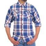 Hot Leathers FLM2025 Men’s Blue, White and Red Flannel Long Sleeve Shirt