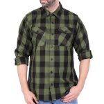 Hot Leathers FLM2027 Men’s OD Green and Black Long Sleeve Flannel Shirt