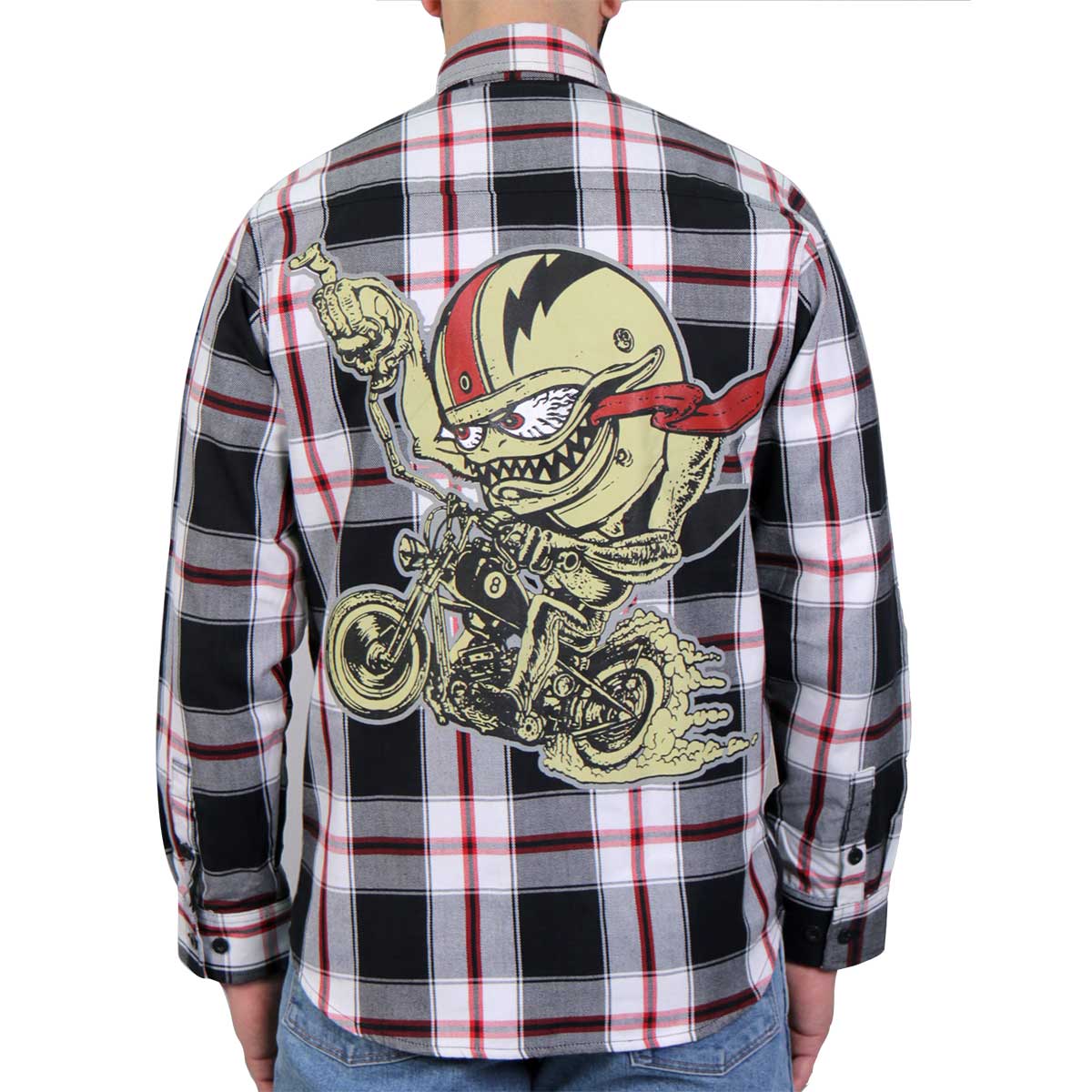 flm2104-m01-sdale.jpg Hot Leathers FLM2104 Men’s Bobber Monster Flannel Long Sleeve Shirt - Image 1