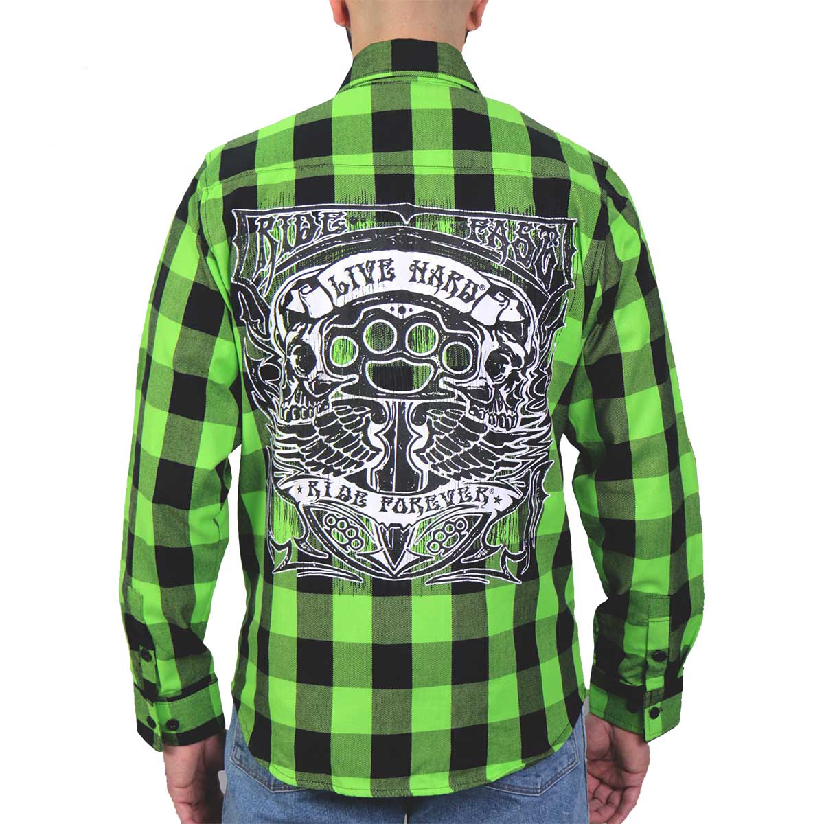 flm2106-m01-sdale.jpg Hot Leathers FLM2106 Men’s Brass Knuckles Flannel Long Sleeve Shirt - Image 1