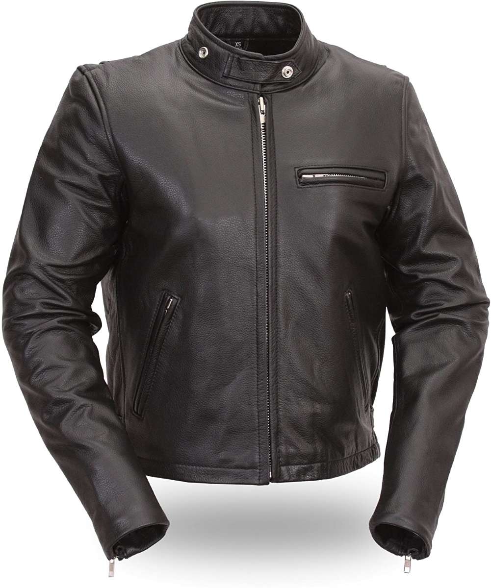 fml110bmz-resize.jpg First Manufacturing FML110BMZ Black Women’s Scooter Leather Jacket - Image 1