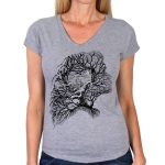 Hot Leathers GLC1591 Ladies Heather Gray Riding Tree Silhouette V Neck T-Shirt