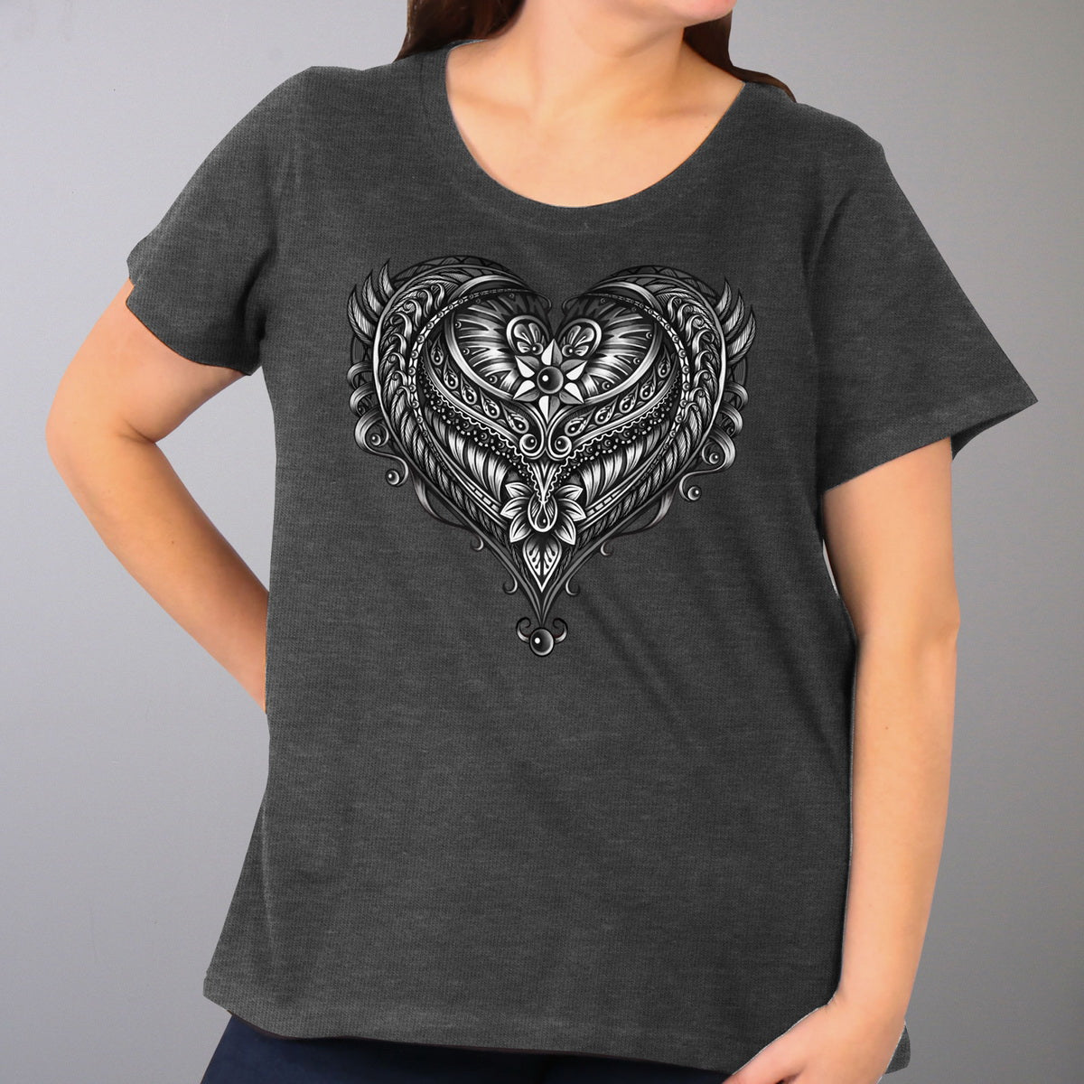 gld1507-m01-mlync.jpg Hot Leathers GLD1507 Ornate Angel Wings Curvy Ladies T-Shirt - Image 1