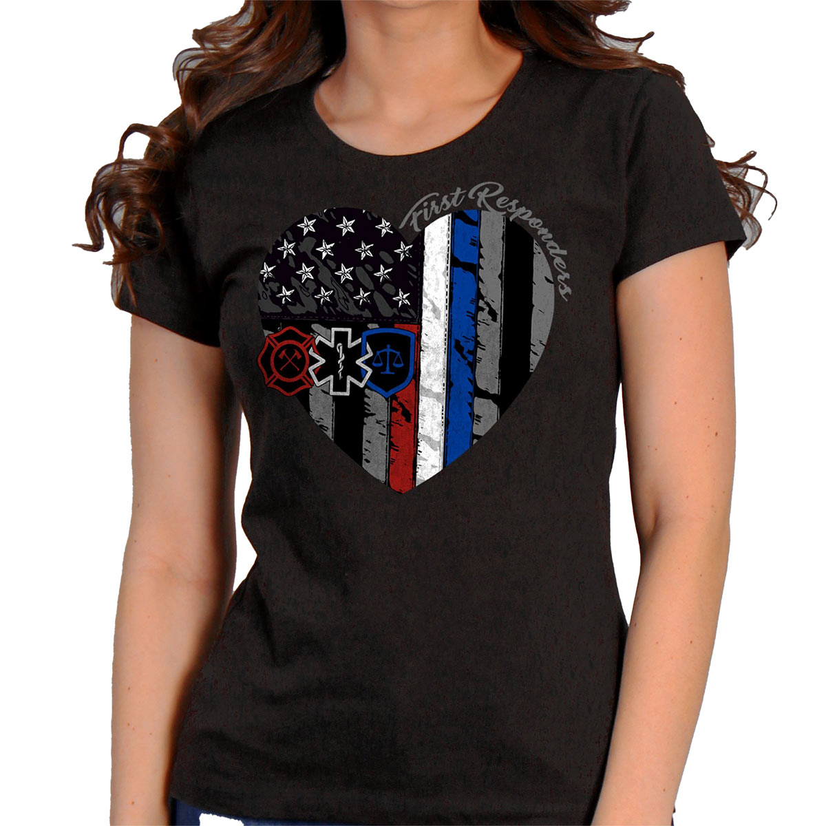 glr1517-m01-ranas.jpg Hot Leathers GLR1517 Heart First Responders Ladies Black T-Shirt - Image 1