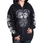 Hot Leathers GLZ4408 ‘Sugar Couple’ Full Cut Zip Up Hoodie Black Sweat Shirt