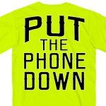 Hot Leathers GMD1410 Mens ‘Put The Phone Down’ Safety Green T-Shirt