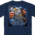 Hot Leathers GMD1420 Men’s ‘Land of the Free USA Proud Eagle’ Navy Blue T-Shirt