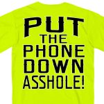 Hot Leathers GMD1435 Men’s ‘Put the Phone Down A**H***’ Safety Green T-Shirt