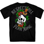 Hot Leathers Men’s Respect All Fear None Skull Tattoo T-Shirt GMD1514