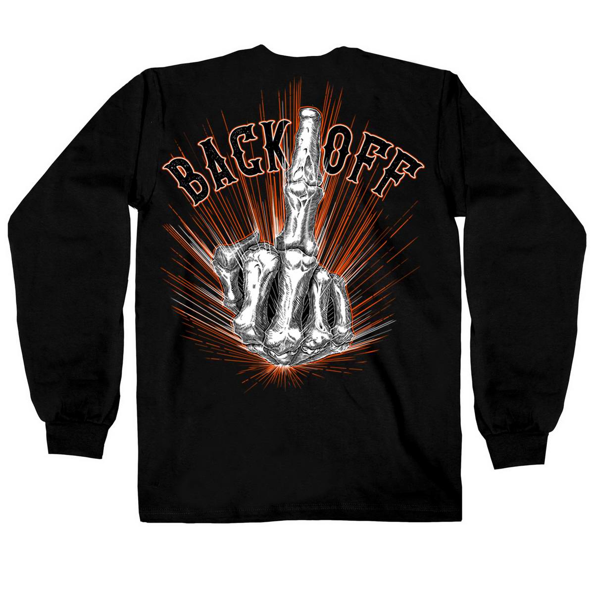 gmd2453-a02.jpg Hot Leathers GMD2453 Men’s Bone Finger Long Sleeve Black Shirt - Image 1