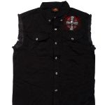 Hot Leathers GMD5022 Mens ‘Celtic Cross’ Sleeveless Denim Black Shirt