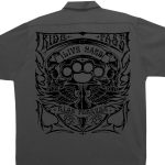 Hot Leathers GMD6113 Men’s Charcoal Grey ‘Brass Knuckles’ Mechanic’s Shop Shirt