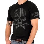 Hot Leathers GML1001 Men’s’ Faded Flag Skull Black T-Shirt