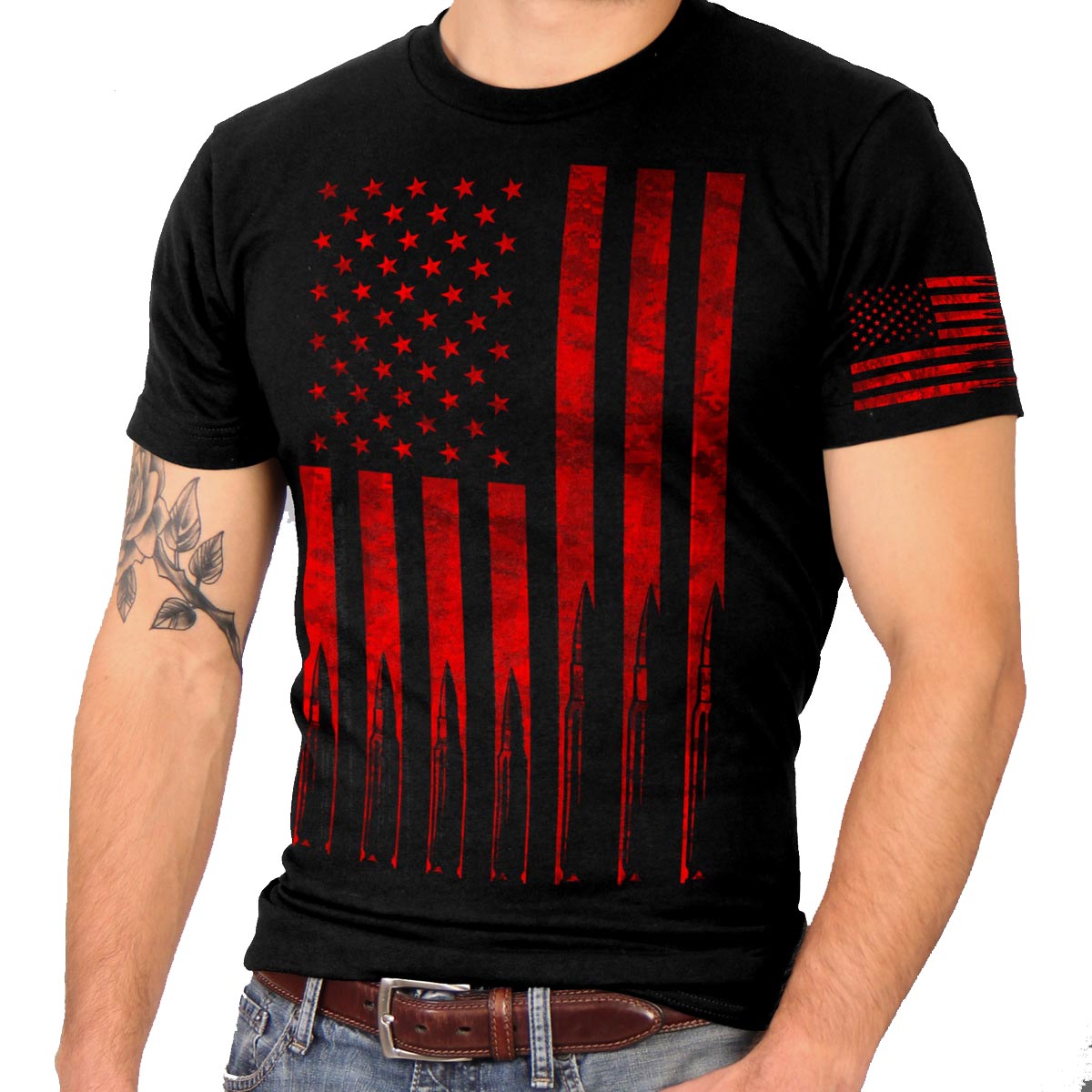 gml1002-a01-main-web.jpg Hot Leathers GML1002 Men’s ‘American Flag Bullets’ Black T-Shirt - Image 1