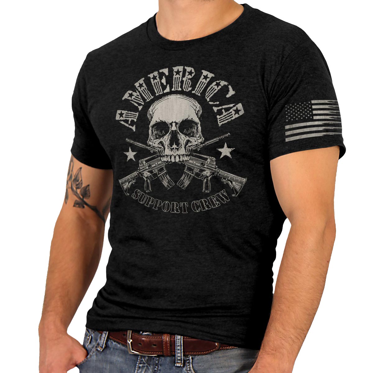 gml1005-a01-main-web.jpg Hot Leathers GML1005 Men’s ‘American Support Crew’ Black T-Shirt - Image 1