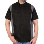 Hot Leathers GMM1002 Men’s Mechanics 2-Tone Sides Button Up Heavy-Duty Work Shirt for | Classic Mechanic Work Shirt