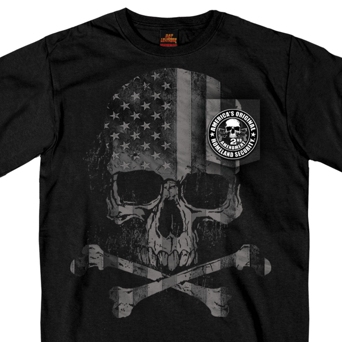 gmp1388-a01.jpg Hot Leathers GMP1388 Men’s ‘Patriotic Skull Pocket’ Black T-Shirt - Image 1