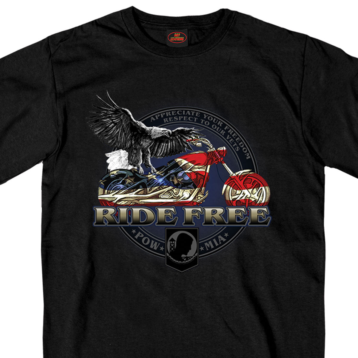 gms1115-a01.jpg Hot Leathers GMS1115 Men’s ‘Flag Bike Biker’ Black T-Shirt - Image 1