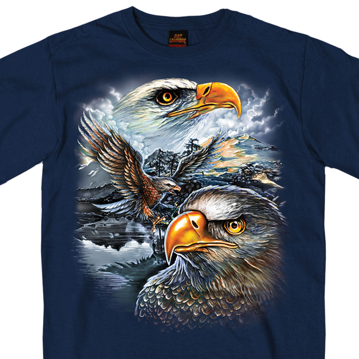 gms1239-a01.jpg Hot Leathers GMS1239 Men’s ‘Majestic Eagle’ Navy Blue T-Shirt - Image 1