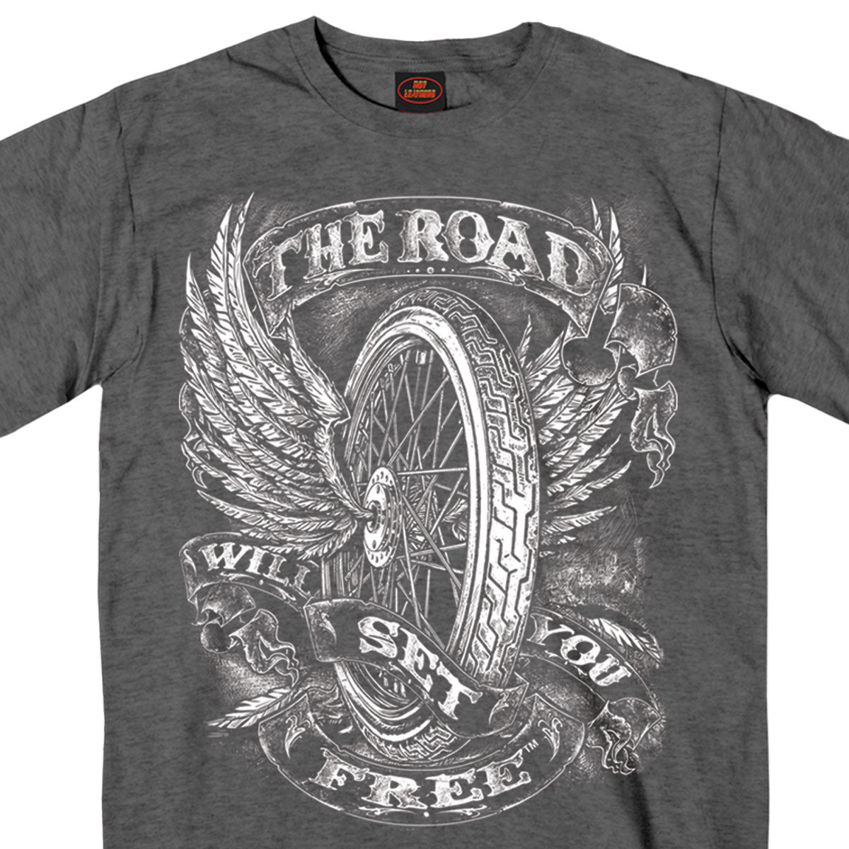 gms1325-a01.jpg Hot Leathers GMS1325 Men’s ‘Flying Wheel’ Charcoal Heather T-Shirt - Image 1
