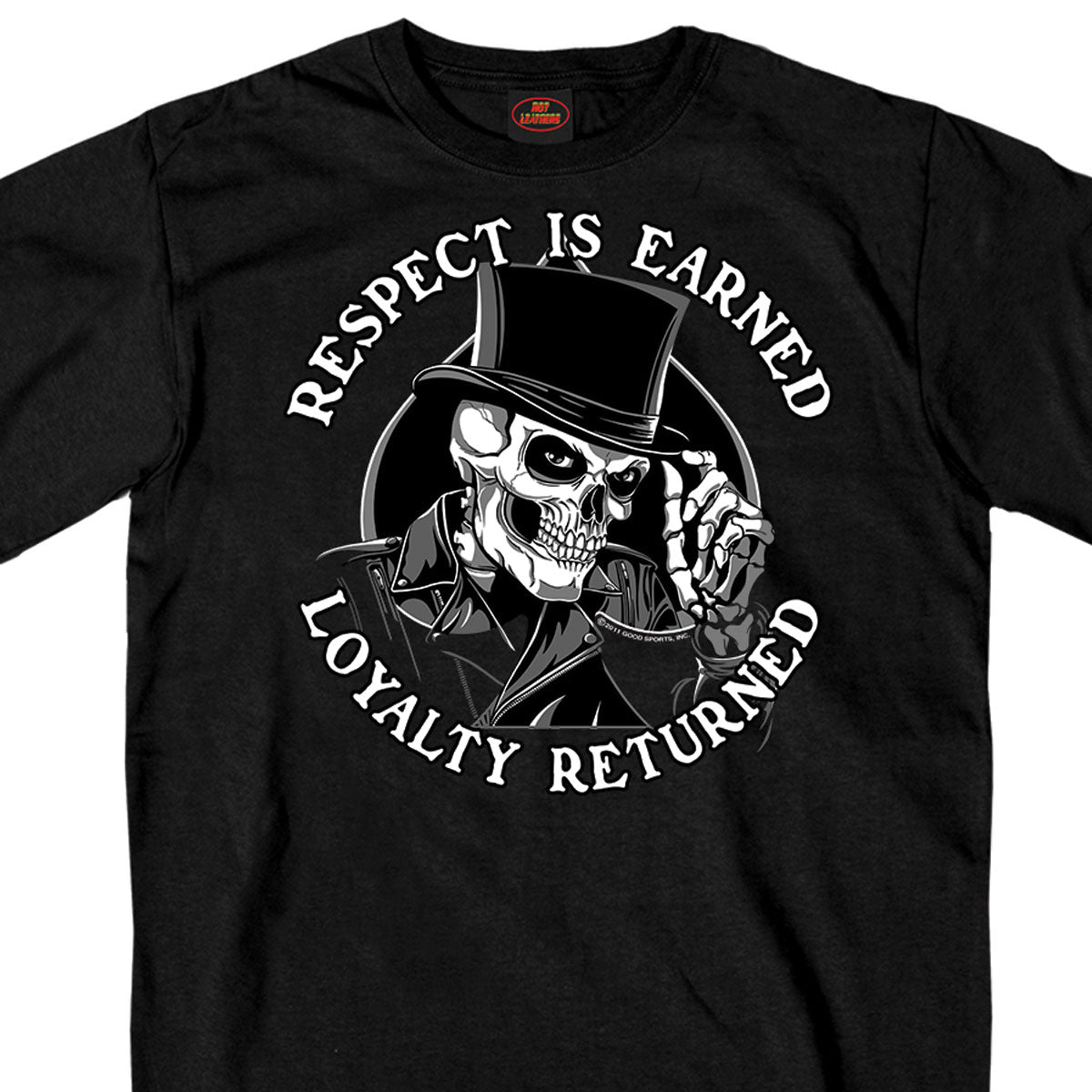 gms1347-a01.jpg Hot Leathers GMS1347 Men’s ‘Respect Top Hat’ Black T-Shirt - Image 1