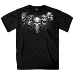 Hot Leathers GMS1423 Men’s ‘Five Skull’ Short Sleeve Black T-Shirt
