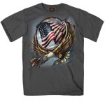 Hot Leathers GMS1427 Men’s ‘Hoop Eagle’ Short Sleeve Charcoal T-Shirt