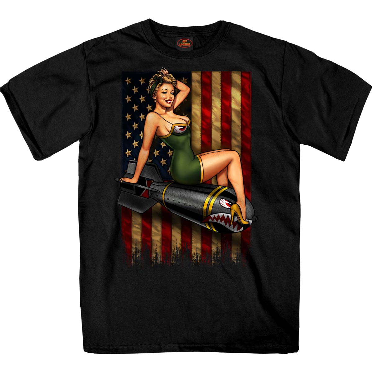 gms1528-a01-edit-a.jpg Hot Leathers GMS1528 Men’s Black Patriotic Pinup T-Shirt - Image 1