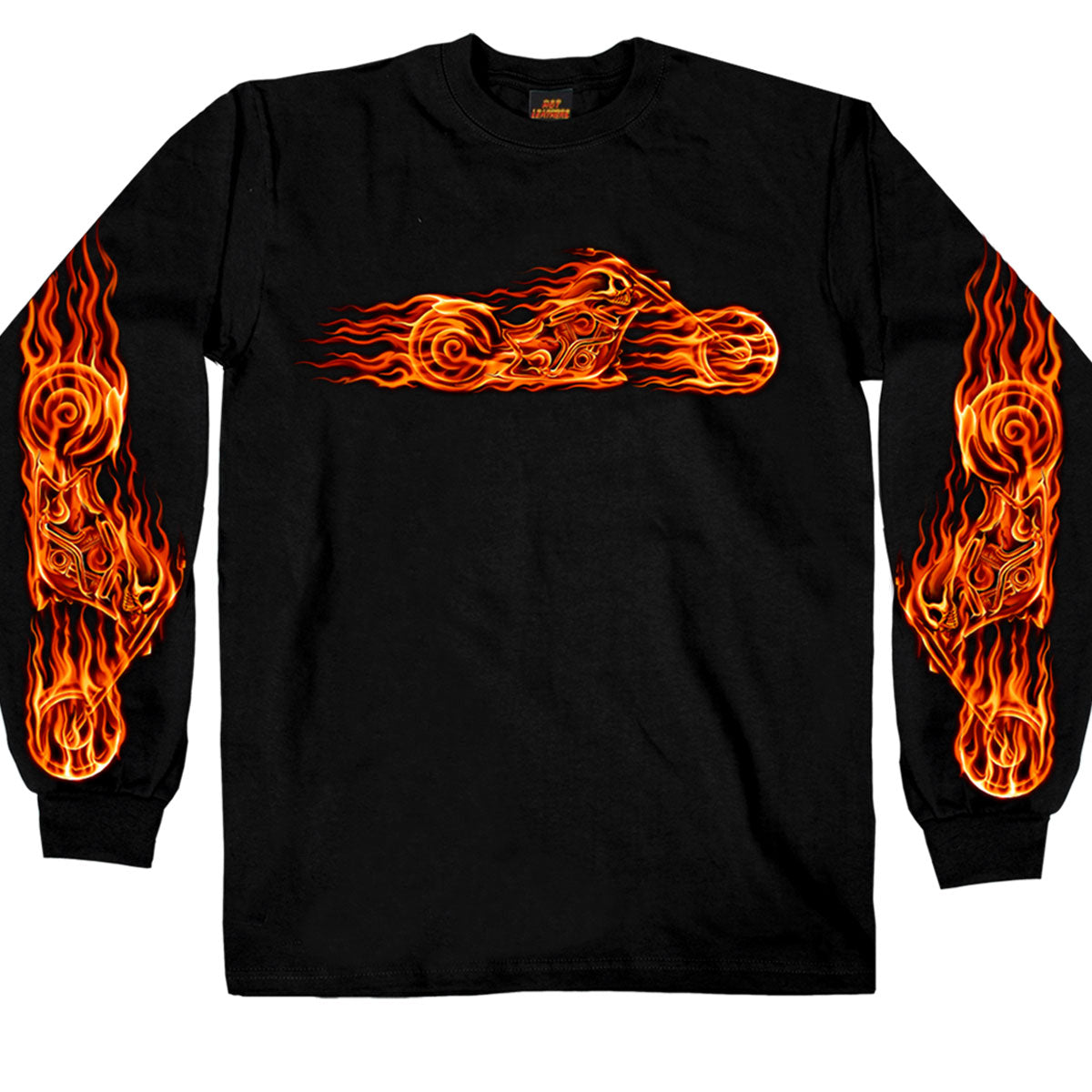 gms2070-a01.jpg Hot Leathers GMS2070 Men’s ‘Hell Bike’ Long Sleeve Black Shirt - Image 1
