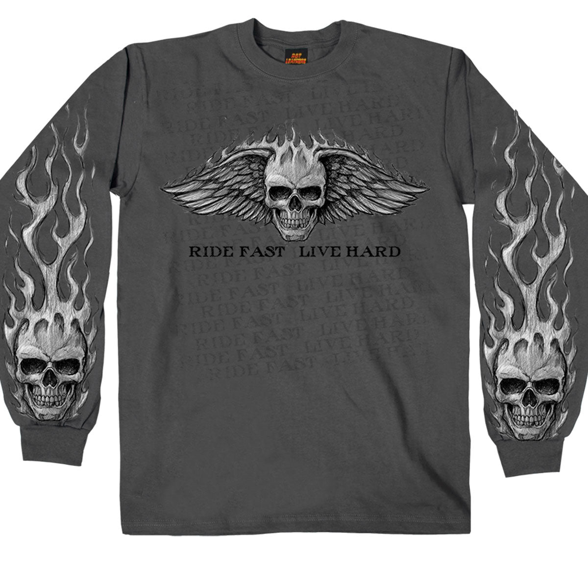 gms2118-a01.jpg Hot Leathers GMS2118 Men’s ‘Bad Scratch’ Long Sleeve Charcoal Shirt - Image 1