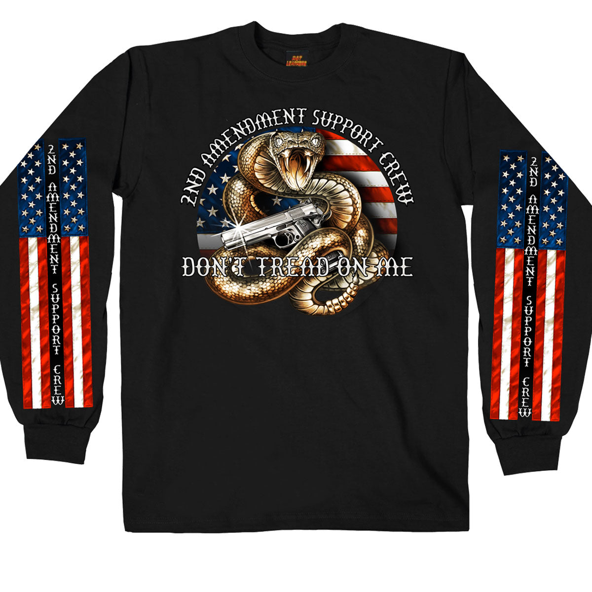 gms2371-a01.jpg Hot Leathers GMS2371 Men’s ‘2nd Amendment’ Long Sleeve Black Shirt - Image 1
